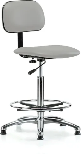 Vista 46 de Perch - Silla de laboratorio cromada con respaldo ajustable, altura del escritorio de 17 a 22 pulgadas, tela negra