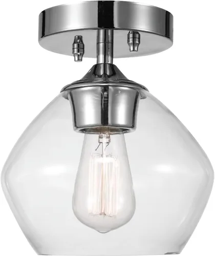 Vista 10 de GLOBE Electric 66000080 Lámpara de techo empotrada de 1 luz, negro mate, pantalla de vidrio angular, accesorios de iluminación de techo