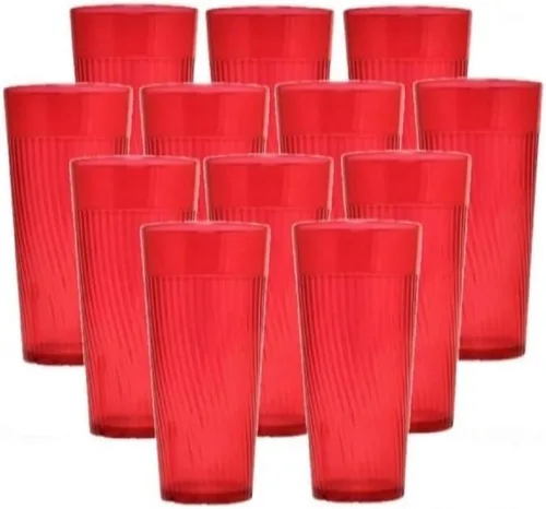 Vista 27 de TrueCraftware - Juego de 12 vasos Belice de policarbonato azul de 8 onzas. Vasos de té helado de alta calidad, apilables, reutilizables, aptos