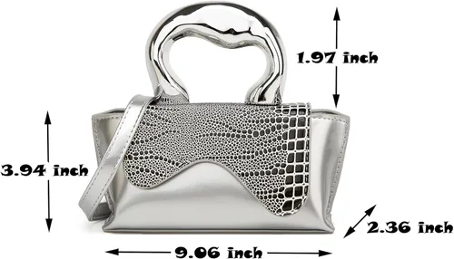 Vista 5 de Bolso pequeño de color plateado, bolsos cruzados, bolsos de noche Y2K, bolso de mano para mujer, bolsos de hombro, bolsa de mano para mujer 2023