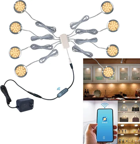 Vista 11 de Luces LED inteligentes de disco, iluminación regulable debajo del gabinete con control de aplicación Bluetooth, sincronización de música
