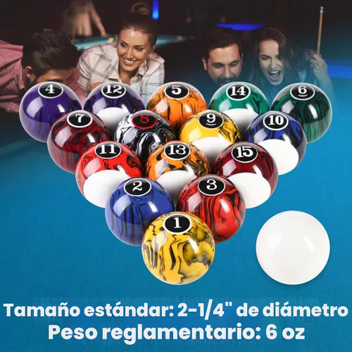 Vista 4 de Juego de bolas de billar de 2-1/4" de tamaño reglamentario, peso profesional de 6 oz, resina pura de grado AAA, bolas de mesa de billar