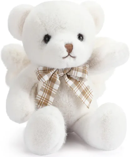 Vista 8 de HyDren Animal de peluche de oso de ángel con alas, muñecas de oso blanco para niños y niñas, regalo de cumpleaños (peluche, clásico)