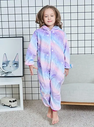 Vista 5 de Pijama unisex de unicornio de animal para niños, de una pieza, para niños, de dibujos animados, Halloween, cosplay, regalo
