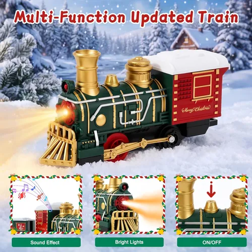 Vista 3 de Luxspire Juego de tren de Navidad, tren de árbol de Navidad con trineo