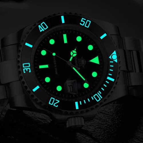 Vista 5 de ADDIESDIVE Quartz Dive Watch for Men Diver 200M Steel Strap Luminous Multicolors Dial Black Blue Green