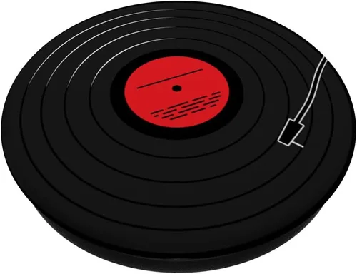 Vista 2 de Retro vinilo álbum reproductor de discos LP arte rojo diseño PopSockets estándar PopGrip