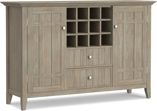 Vista 13 de Simpli Home, mueble bajo Bedford, color café oscuro, tabaco., Pino, Marrón (Tobacco Brown)