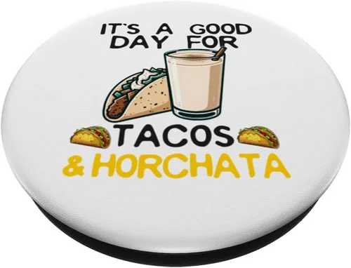 Vista 2 de Tacos y Horchata Amante de la Comida Mexicana Cinco de Mayo Mexicana PopSockets Standard PopGrip