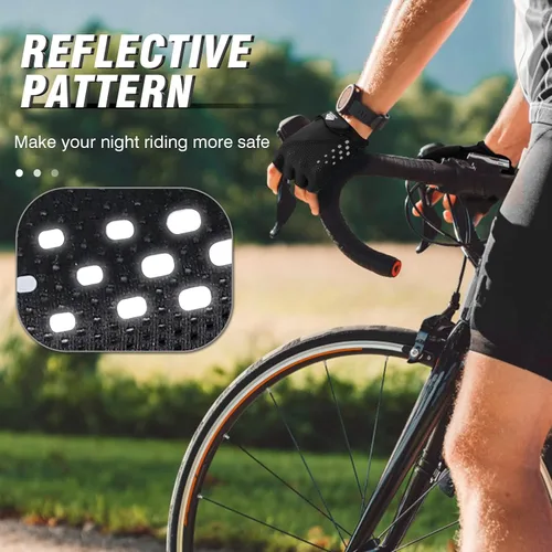 Vista 7 de HTZPLOO Guantes de bicicleta, guantes de ciclismo, guantes de ciclismo para hombres y mujeres con almohadilla antideslizante que absorbe los golpes