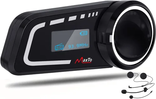 Vista 8 de Auriculares Bluetooth para motocicleta, MaxTo M2, casco de motocicleta Bluetooth5.0, 6 vías 3280 pies, sistema de comunicación de intercomunicación