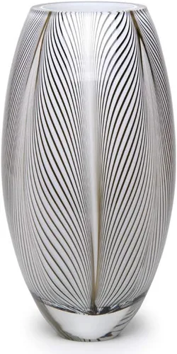 Vista 10 de Ca D Oro - Florero de cristal estilo Murano, patrón de plumas de ámbar, vidrio soplado a mano para flor, decoración de habitación y centro de mesa
