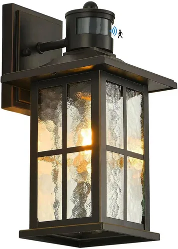 Vista 8 de Farol de pared para exteriores con sensor de movimiento, color marrón, del Marrón 1 paquete
