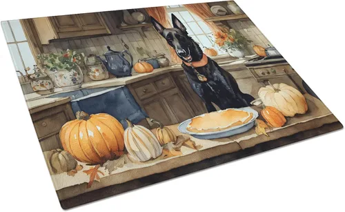 Vista 75 de Caroline's Treasures DAC1720LCB Affenpinscher - Tabla de cortar de vidrio con calabazas para cocina de otoño, grande, decorativa, de vidrio