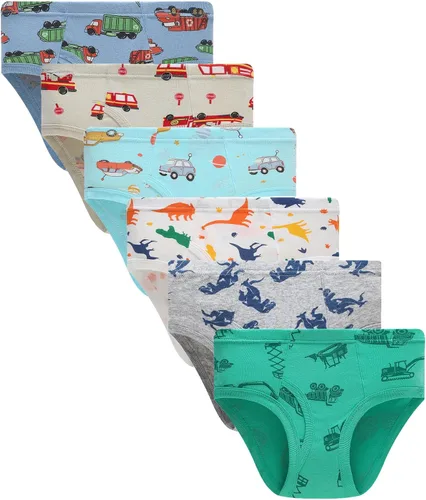 Vista 7 de Boboking - Calzoncillos 100% de algodón, para niños pequeños, ropa interior suave, con diseño de dinosaurios y de camiones