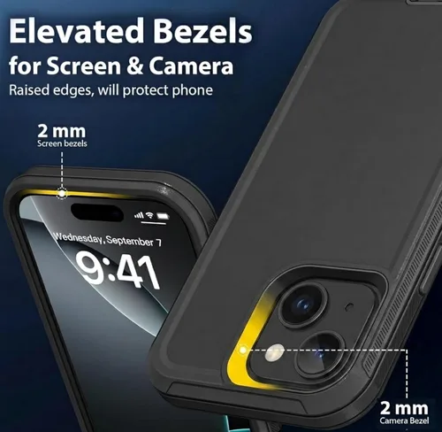 Vista 2 de Funda para Apple iPhone 12 / iPhone 12 Pro (6.1 pulgadas), resistente a los golpes, a prueba de polvo y caídas, doble capa, color negro