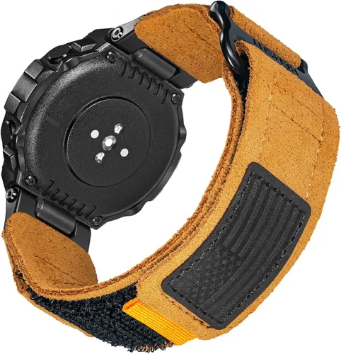 Vista 8 de Hemsut - Correa de reloj compatible con Amazfit T-Rex/T-Rex 2/T-Rex Pro/T-Rex Ultra, correa de cuero de gamuza suave militaria con diseño de gancho
