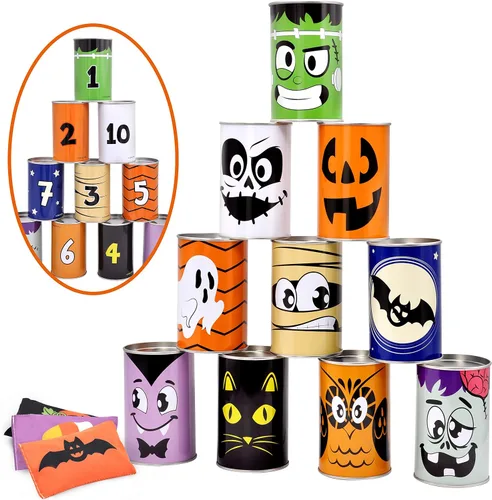 Vista 9 de JOYIN Juego de 13 piezas de Halloween para carnaval para lanzar bolsas de frijoles para niños y adultos, decoración de trucos o tratos, suministros