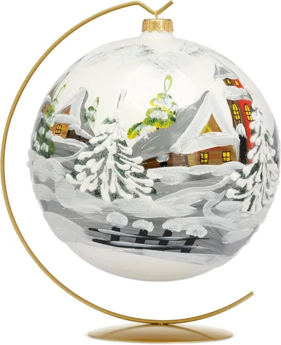 Vista 10 de Adorno de Navidad de Polish Gallery, Explosión Invernal, Bola de Vidrio Soplado (Oro, 6-pulgadas Ø/150mm)