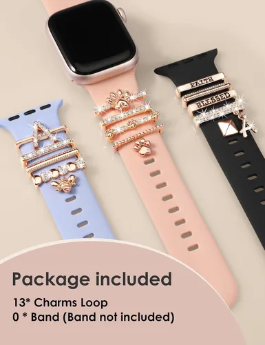 Vista 5 de 13 Pack de dijes para reloj Compatible con correas de Apple Watch/Samsung Galaxy/Google Pixel/Fitbit Versa/Sense, bucles de metal para iWatch Series