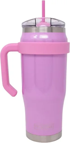 Vista 19 de MyBevi Outlander - Taza de viaje de acero inoxidable de alta calidad, para frío/calor, aislamiento de 3 capas, mango resistente, duradera y elegante