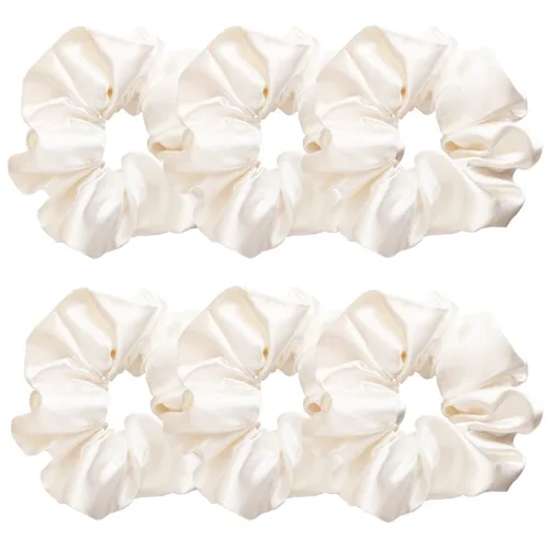 Vista 32 de 6 coleteros de seda satinada – Ligas suaves para el cabello, bandas para el cabello de moda, lazos, pulseras elásticas y soportes para cola