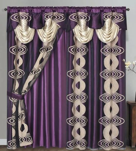 Vista 6 de GOHD Spinning Singer. Voile. Cortina de ventana jacquard de gasa con cenefa adjunta y respaldo de tafetán. Juego de 2 piezas. Cada pieza de 54