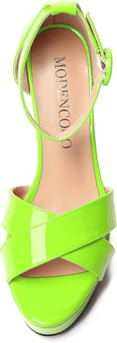 Vista 115 de MODENCOCO Sandalias de boda con correa de tobillo sexy para mujer, con plataforma y puntera abierta, tacón de aguja y tacón alto, zapatos de vestir
