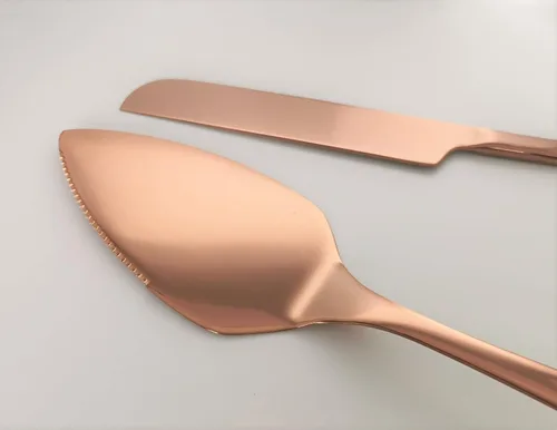 Vista 5 de Solid Wedding Cake Cutting Ceremony Gift, Colored Pie Pastry Serving Set, Luxury Shine Stainless Steel Knife Server Kit, Anniversary, Birthday
