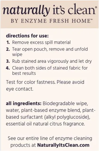 Vista 2 de Naturally It's Clean Borrador de manchas, a base de enzimas naturales/biodegradable, eliminación instantánea de manchas, elimina vino, café