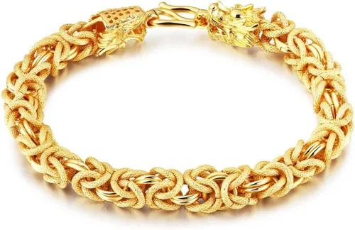 Vista 4 de Pulsera de Dragón de doble cabeza dorada de Buda & Karma – Riqueza, Fuerza y Protección