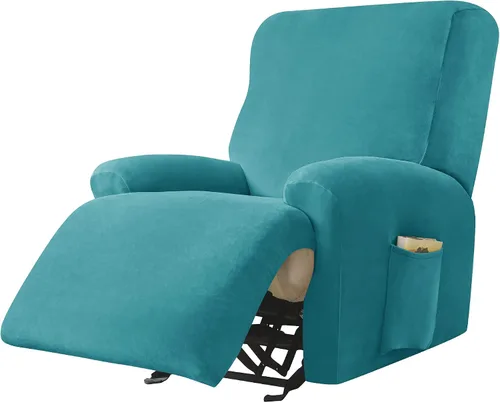 Vista 17 de CONRUSER Fundas para sillas reclinables, fundas elásticas de terciopelo de 4 piezas, funda para sofá individual, protector suave de muebles