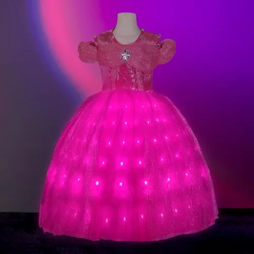 Vista 2 de Vestidos de princesa rosa iluminados para niñas, disfraces de Halloween, niñas y adolescentes
