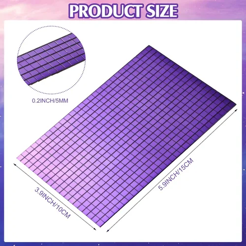 Vista 2 de 7200 azulejos autoadhesivos de espejo de discoteca, 0.197 x 0.197 in, azulejos de mosaico para manualidades, proyectos de bola de discoteca, Morado