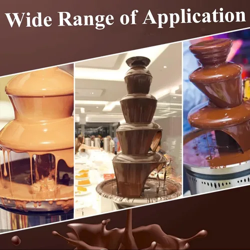 Vista 7 de Máquina de fuente de chocolate para fiesta, 4 niveles, acero inoxidable, fuente de chocolate caliente, fuente de cascada, fuente de fondue