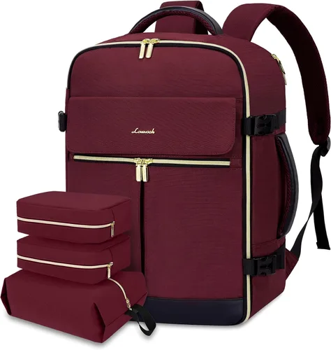 Vista 14 de LOVEVOOK: mochila de transporte de 40L, mochila de viaje para mujer con 3 cubos de embalaje