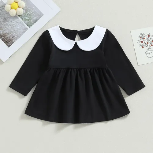 Vista 8 de Xiaodriceee Vestido de manga larga con cuello de muñeca para bebé niña, vestido de disfraz de Halloween, ropa de otoño e invierno