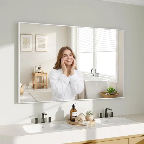 Vista 30 de Koonmi Espejo de pared rectangular negro, espejo de baño de 20 x 30 pulgadas, espejo de tocador con marco de aluminio para entrada, sala de estar
