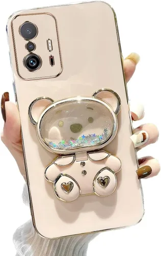 Vista 81 de Miagon Bear - Funda con soporte para espejo para Xiaomi Redmi A1, Quicksand Glitter Electroplated Soft TPU Protector Slim a prueba de golpes