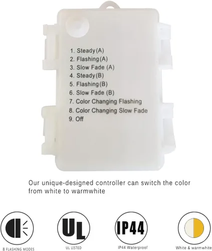Vista 2 de WesGen - Luces de Navidad, tira de luces de copo de nieve con cambio de color, funciona con pilas, impermeable, 20 pies, 40 luces LED