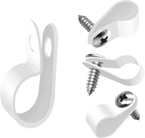Vista 12 de mankk 50 clips de luz de cuerda de 1/2 pulgada, clips de montaje estilo P, abrazaderas de cable de plástico con cabeza plana de acero inoxidable