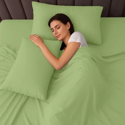 Vista 411 de LUX Décor - Juego de sábanas Twin de microfibra ultrasuave de 3 piezas con sábana encimera, sábana bajera de 16 pulgadas de profundidad y funda