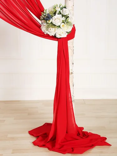 Vista 6 de 2 paneles de cortinas de tela de gasa para arco de boda, paneles de cortina de telón de fondo de fiesta, decoración de ceremonia y recepción