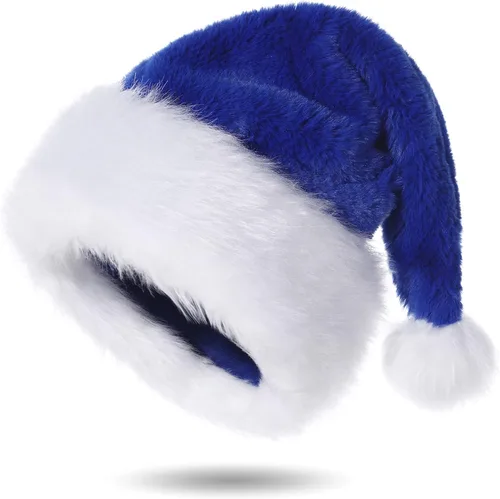 Vista 17 de Sombreros de Papá Noel para adultos, unisex, de terciopelo al tacto, cómodos, sombreros de Navidad para Año Nuevo, fiestas, suministros de Navidad