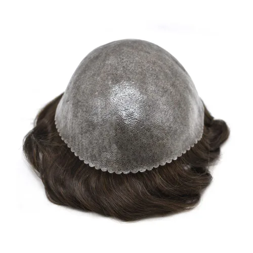 Vista 422 de Toupee para hombre 100% cabello humano real tupé para hombres 0.004 in piel de poliuretano para hombre, sistema de reemplazo de piezas de pelo
