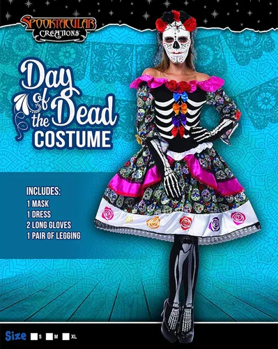 Vista 2 de Disfraz de Halloween para mujer del Día de los Muertos