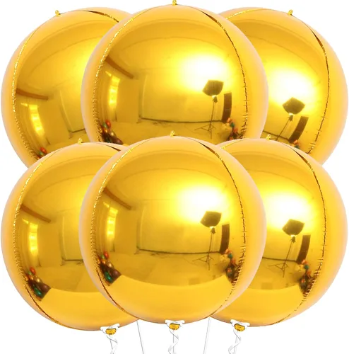Vista 2 de KatchOn, Globo grande de aluminio dorado de 22 pulgadas, paquete de 6, globos gigantes negros metálicos, 22 pulgadas, paquete de 6, globos de Mylar