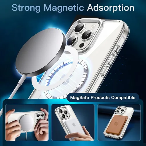 Vista 6 de JETech Funda magnética 3 en 1 para iPhone 15 Pro de 6.1 pulgadas con 2 protectores de pantalla de vidrio templado, compatible con MagSafe, funda