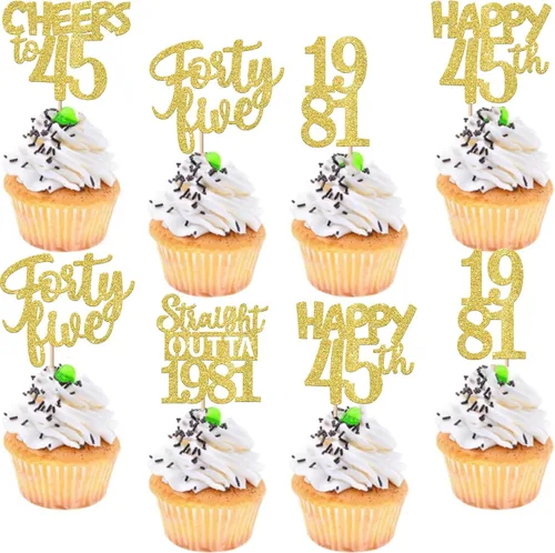 Vista 92 de 30 piezas negras para cupcakes de 10.º cumpleaños con purpurina Ten Happy 10 Straight Outta 2016 para saludos a 10 años 10 cumpleaños, boda Negro