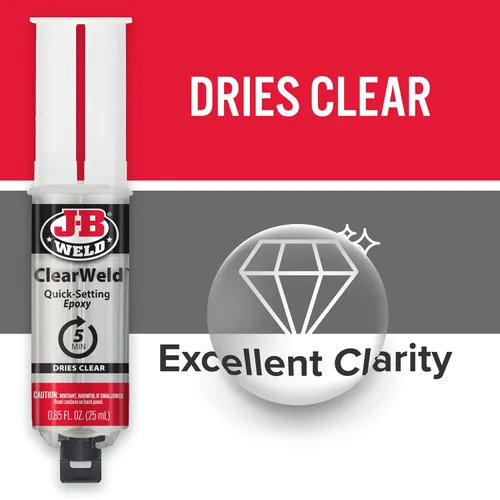 Vista 3 de J-B Weld 50112 ClearWeld Jeringa de Epoxi de Fraguado de 5 Minutos - Transparente - 25 ml, 25ml